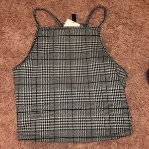 black and white patterned crop top/tank top